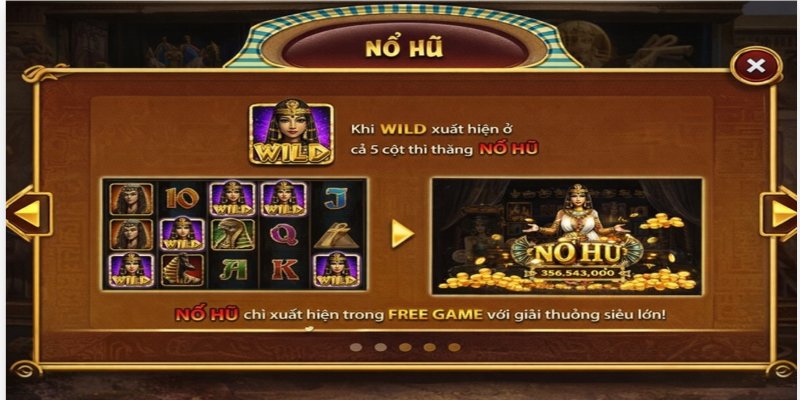 Giao diện nổ hũ Ai Cập với biểu tượng Pharaoh nổi bật